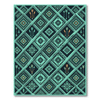 Teal Geometric Arrow Diamond Rug