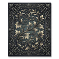 Ornate Scrolling Golden Leaf Motif Rug