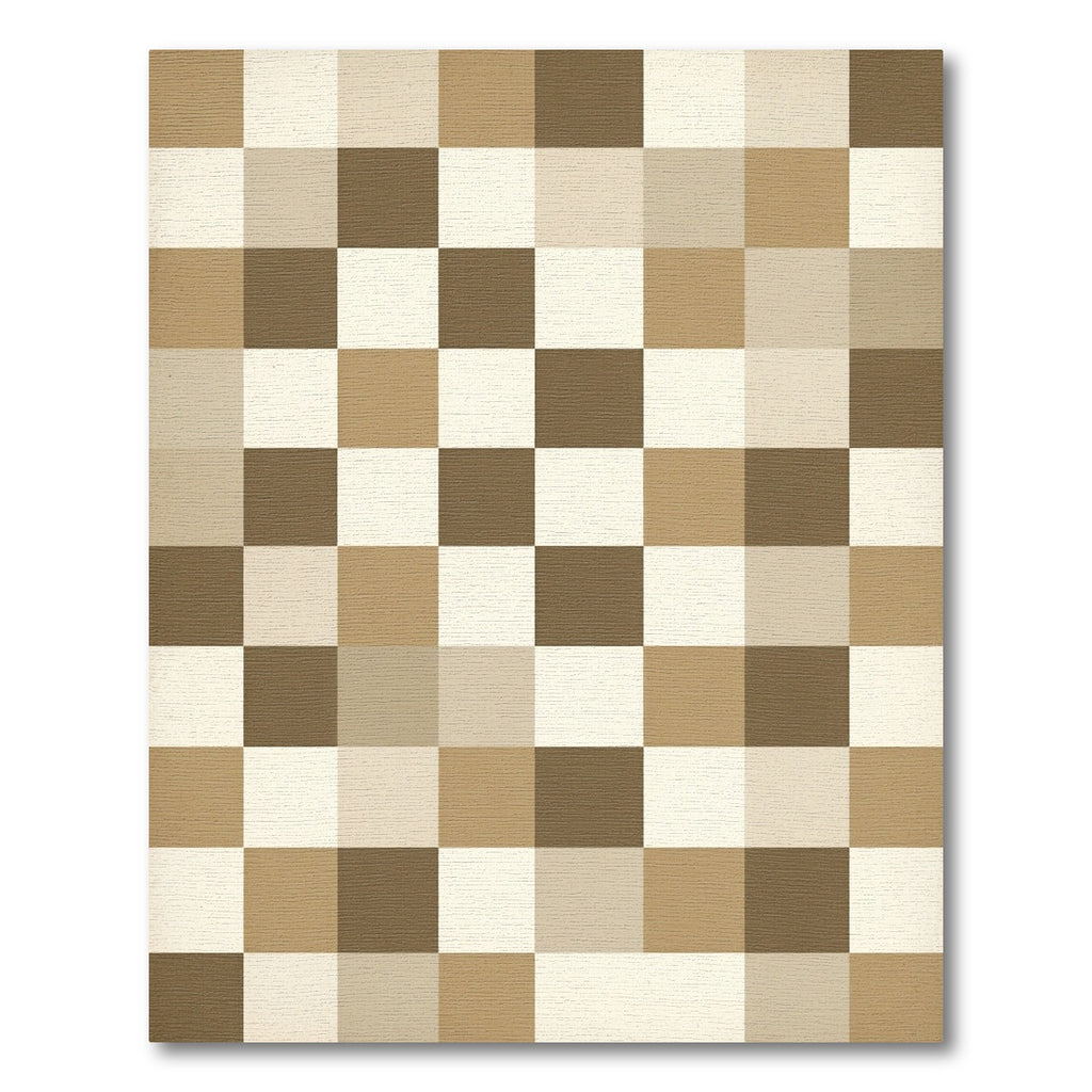 Minimalist Neutral Earth Tone Checkerboard Rug