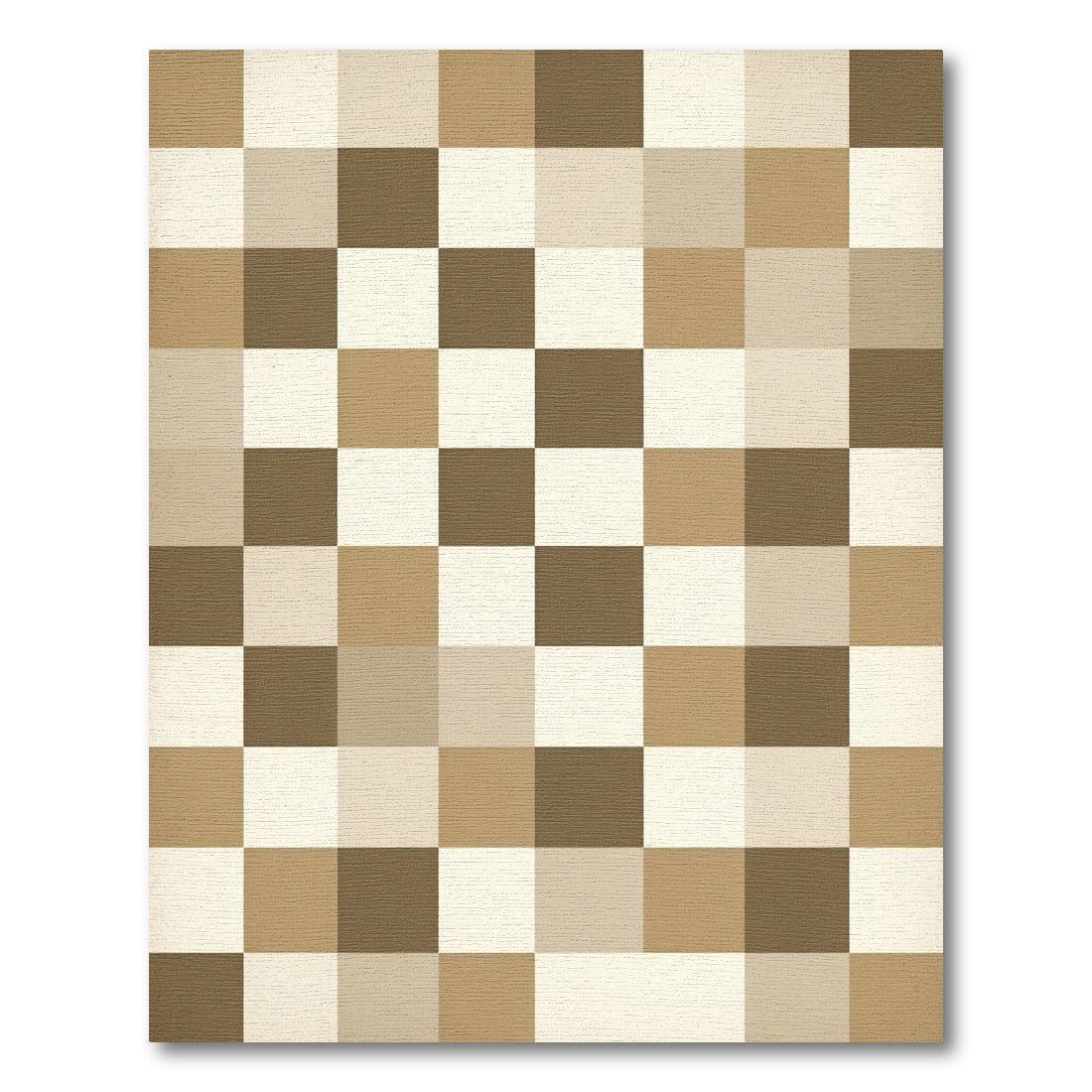 Minimalist Neutral Earth Tone Checkerboard Rug