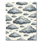 Whimsical Gray Cloudy Sky Illustration Rug