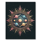 Cosmic Planets Mandala Sunburst Rug