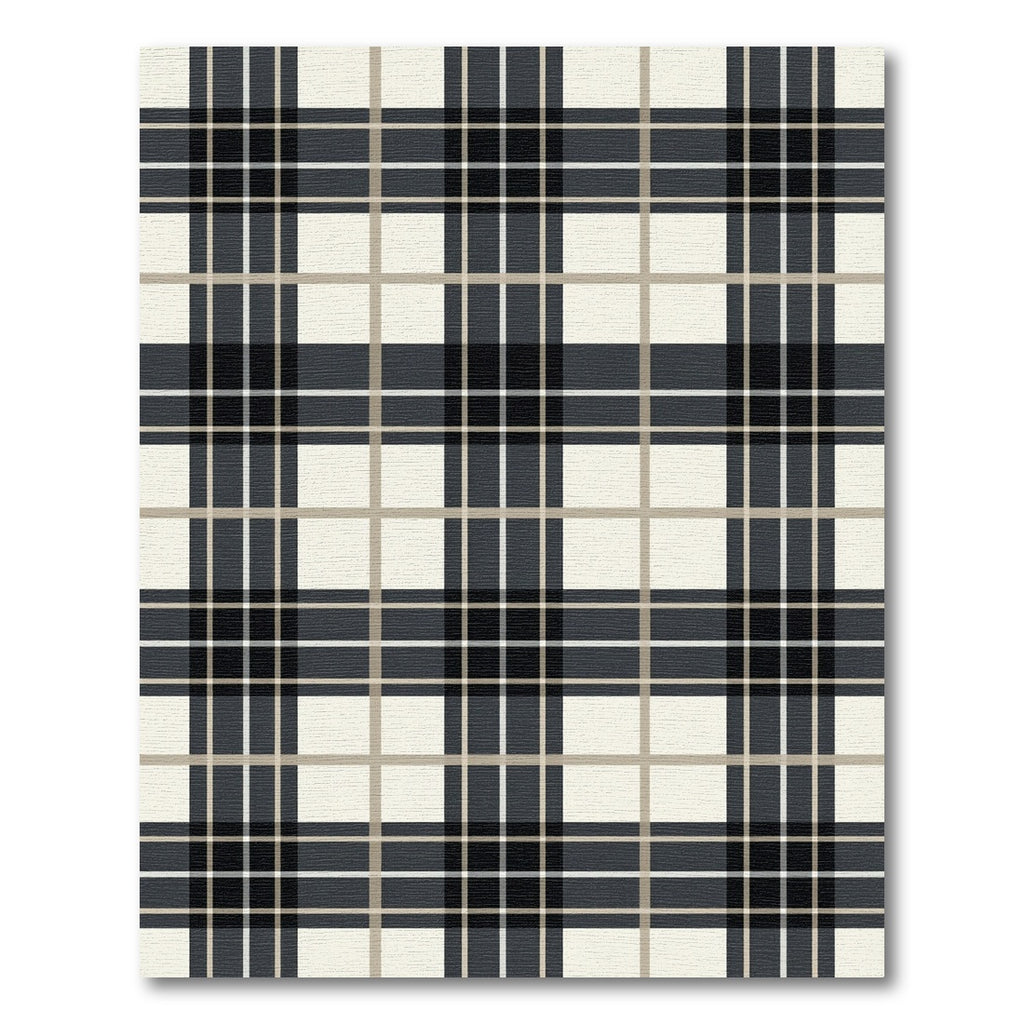 Modern Neutral Charcoal Plaid Grid Rug