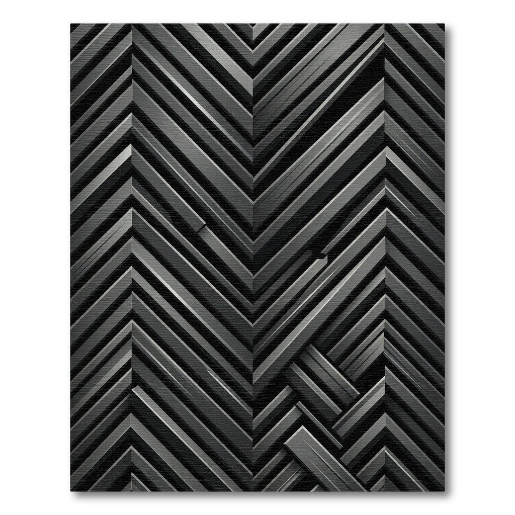 Modern Charcoal Chevron Geometric Abstract Rug