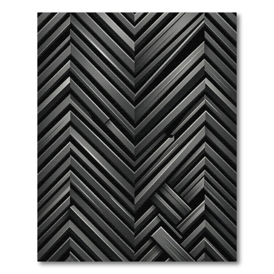 Modern Charcoal Chevron Geometric Abstract Rug