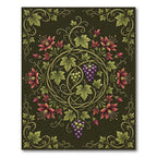 Ornate Forest Green Grape Vine Tapestry Rug