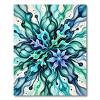 Teal Aqua Abstract Flowing Floral Rug