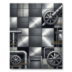 Industrial Metal Gear Cog Plate Rug