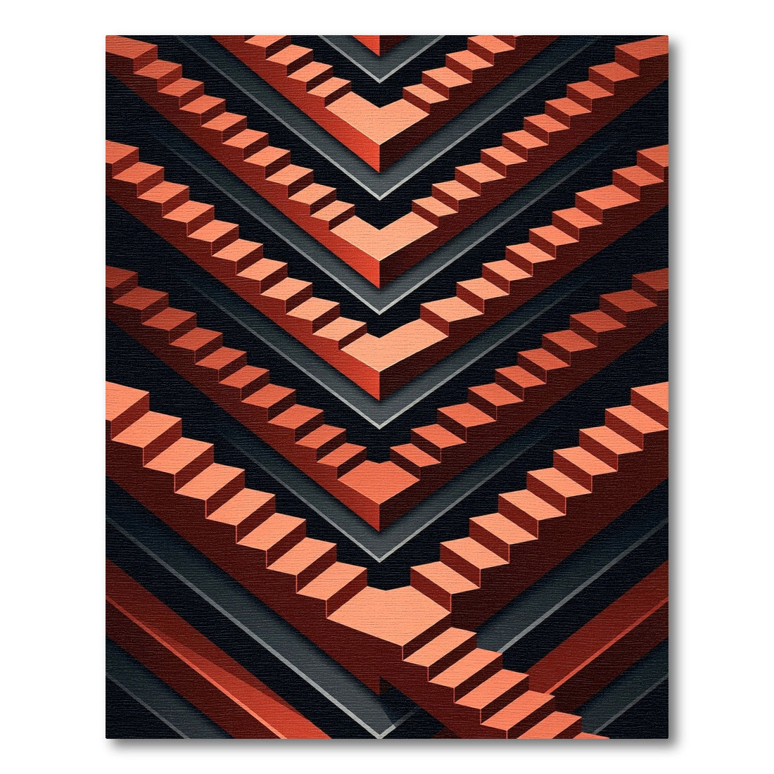 Coral Stairs V Geometric Abstract Rug