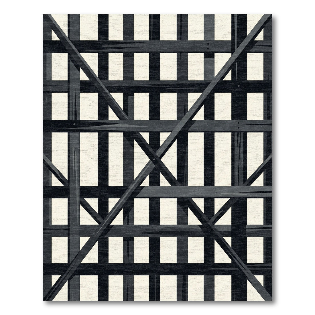 Dark Grey Lattice Grid Rug