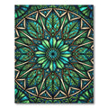 Emerald Stained Glass Radial Bloom Rug