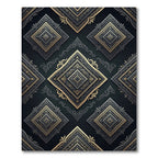 Ornate Black Gold Diamond Medallion Rug