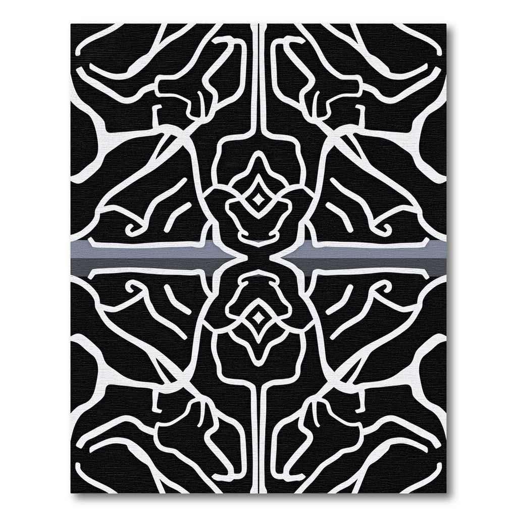 Black White Organic Branch Medallion Rug
