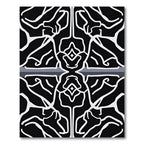 Black White Organic Branch Medallion Rug