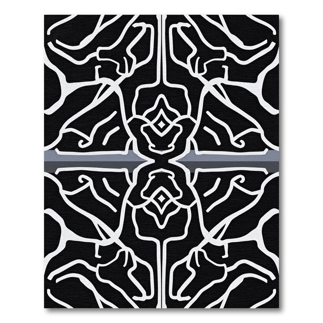 Black White Organic Branch Medallion Rug