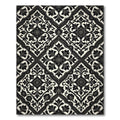Classic Black Ivory Floral Damask Rug