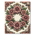 Vintage Blush Dahlia Wreath Seashell Rococo Rug