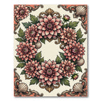 Vintage Blush Dahlia Wreath Seashell Rococo Rug