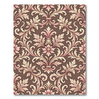 Ornate Brown Pink Acanthus Scroll Rug