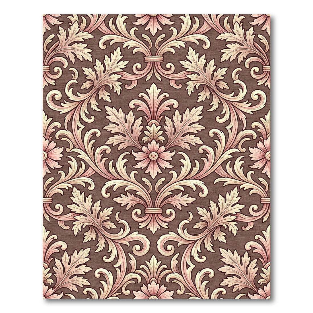 Ornate Brown Pink Acanthus Scroll Rug