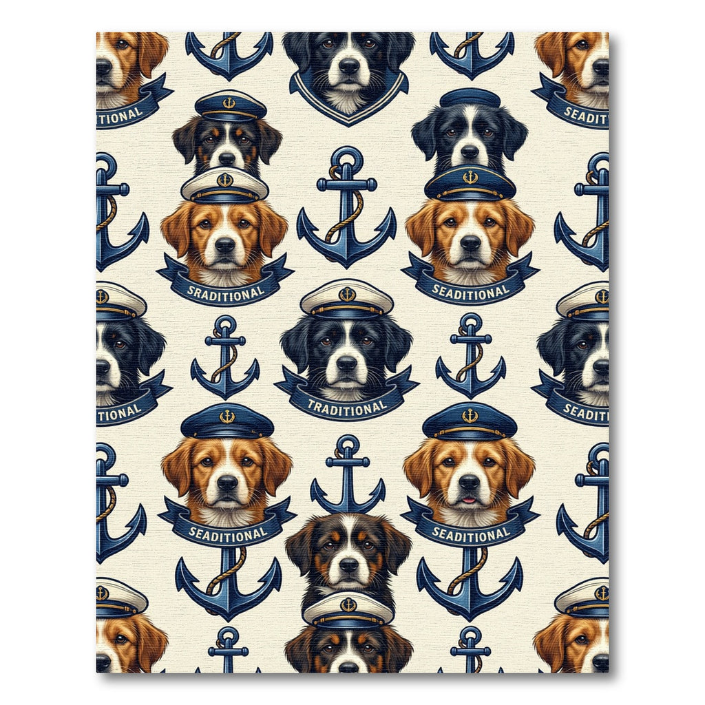 Nautical Dog Captain Anchor Cream Rug