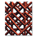 Geometric Crimson Intersecting Structural Grid Rug