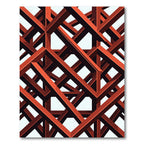 Geometric Crimson Intersecting Structural Grid Rug