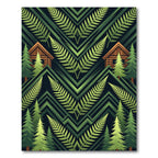 Forest Cabin Fern Geometric Landscape Rug