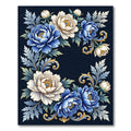 Elegant Blue and Cream Floral Scroll Rug