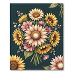 Vibrant Sunflower and Pink Blossom Bouquet Rug