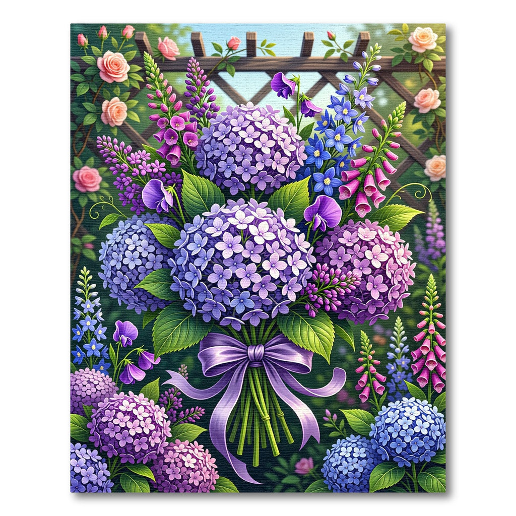 Purple Hydrangea Botanical Garden Bouquet Rug