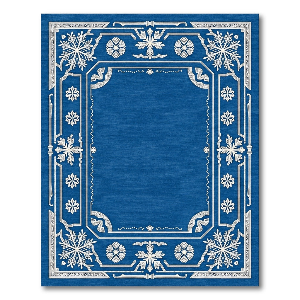 Royal Blue Snowflake Intricate Border Rug