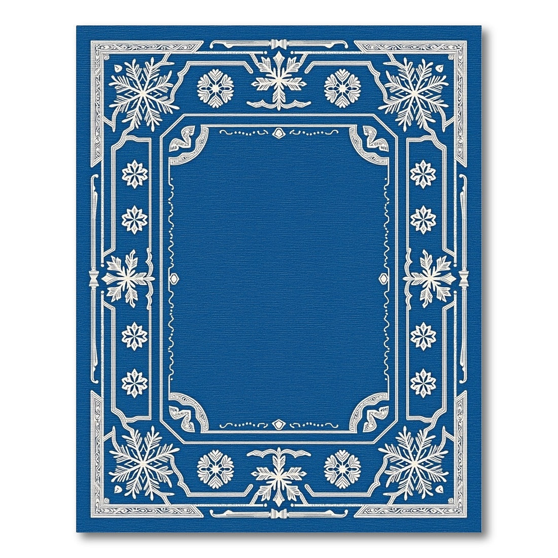 Royal Blue Snowflake Intricate Border Rug