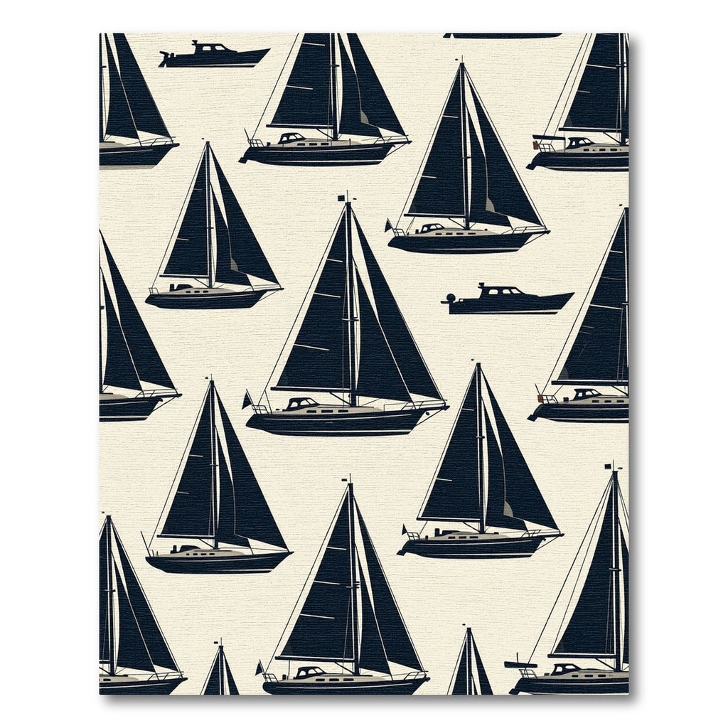 Navy Sailboat Pattern Nautical Motif Rug