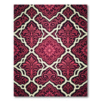 Burgundy Floral Damask Medallion Rug