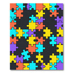 Vibrant Geometric Multicolored Jigsaw Puzzle Art Rug
