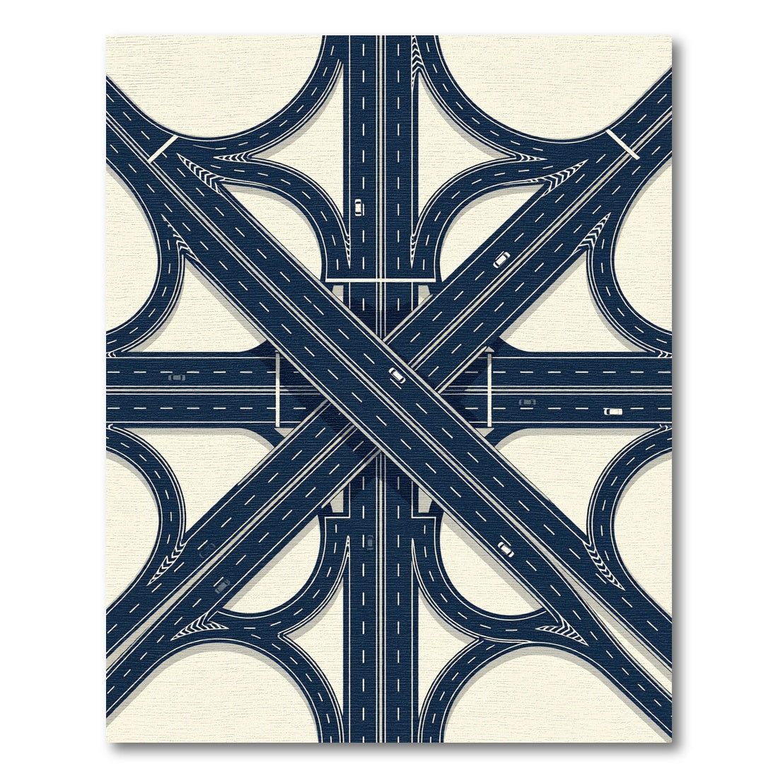 Geometric Navy Highway Interchange Map Rug