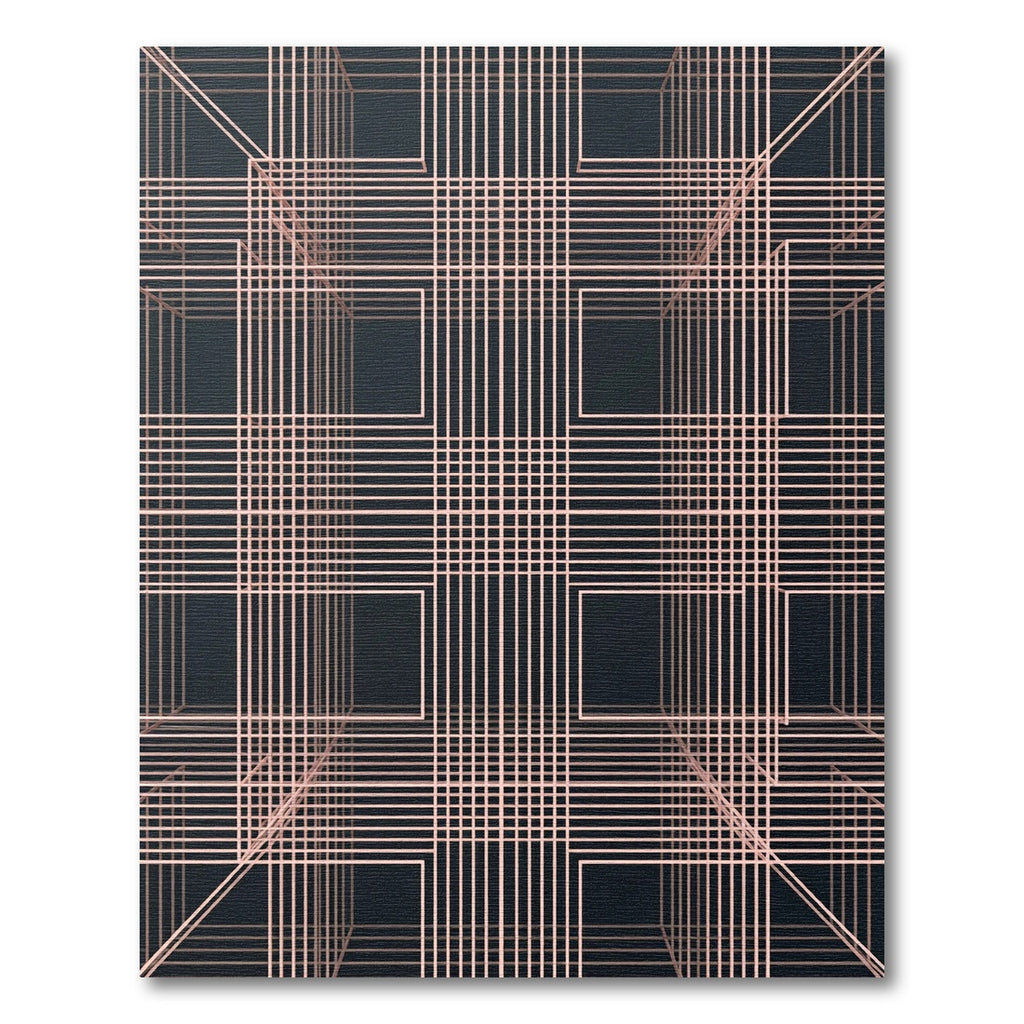 Blush Pink Geometric Cube Structure Rug