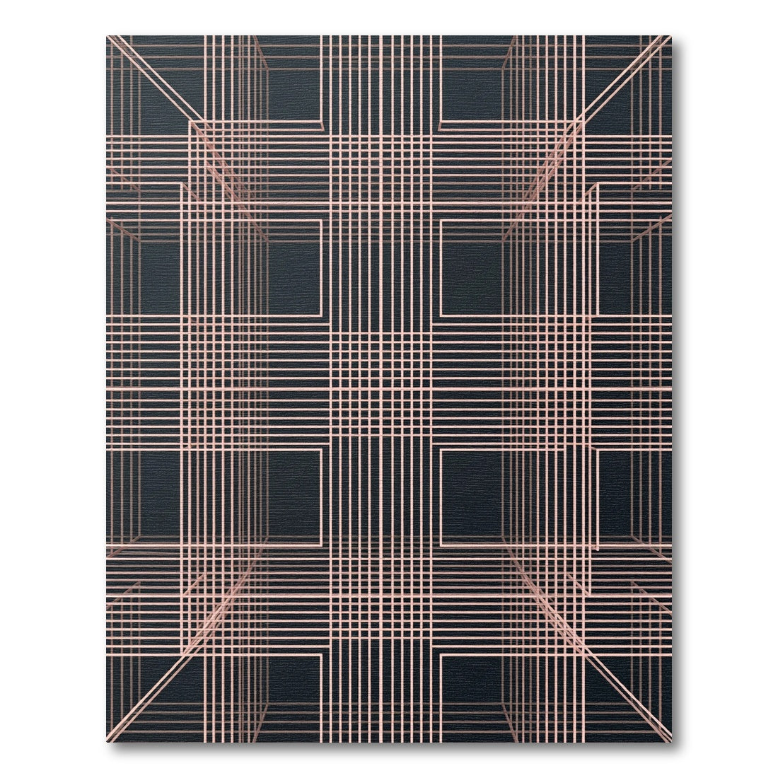 Blush Pink Geometric Cube Structure Rug