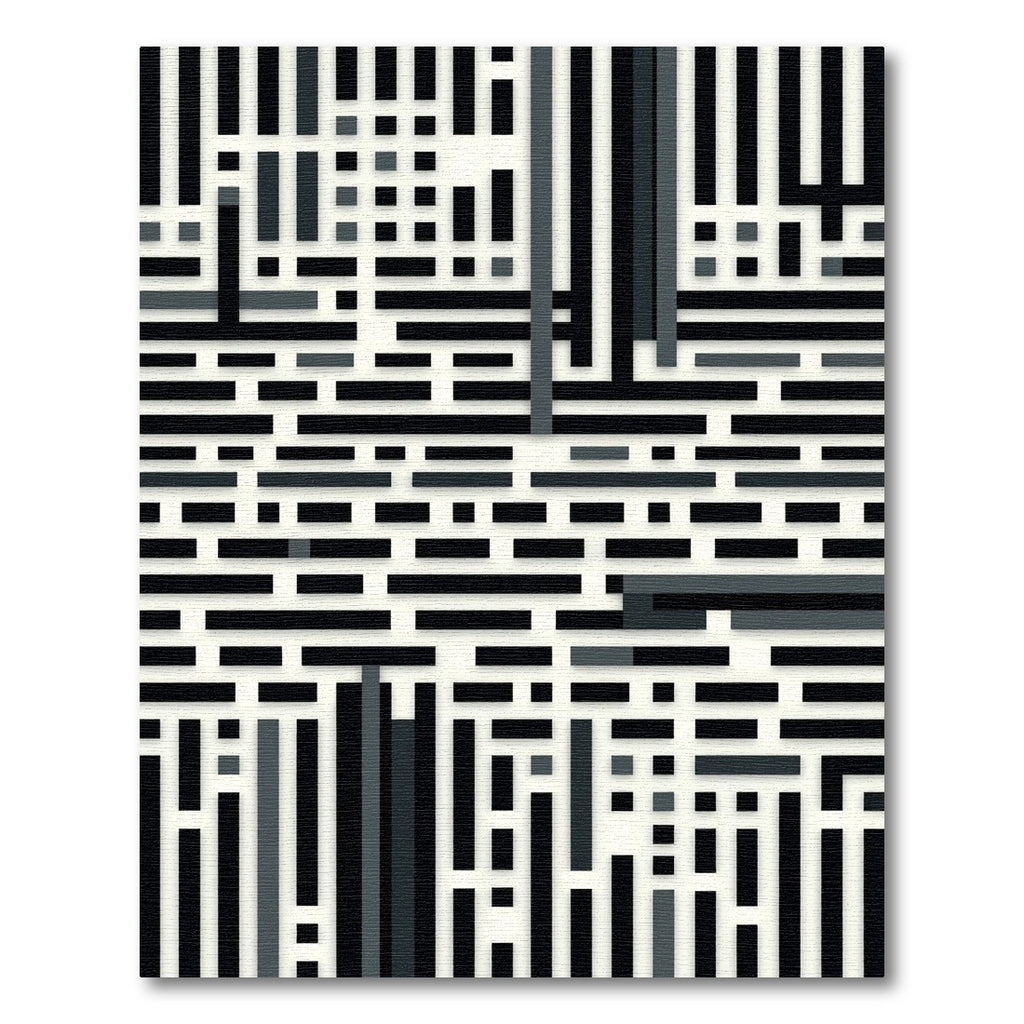 Black Gray Abstract Rectangular Grid Rug