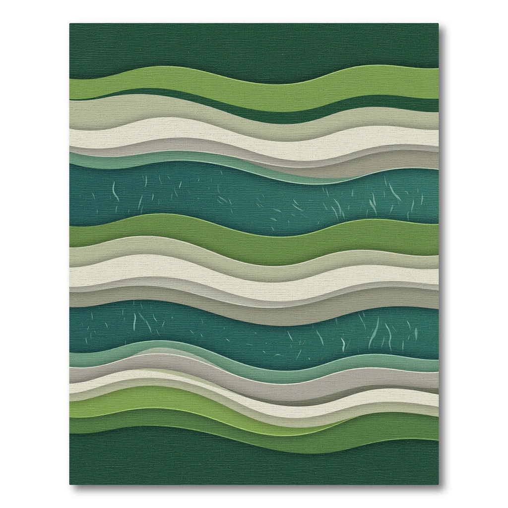 Verdant Layers Abstract Wave Rug