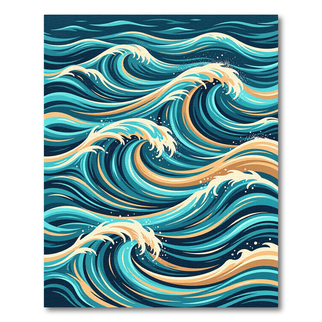 Dynamic Teal and Golden Ocean Swell Rug