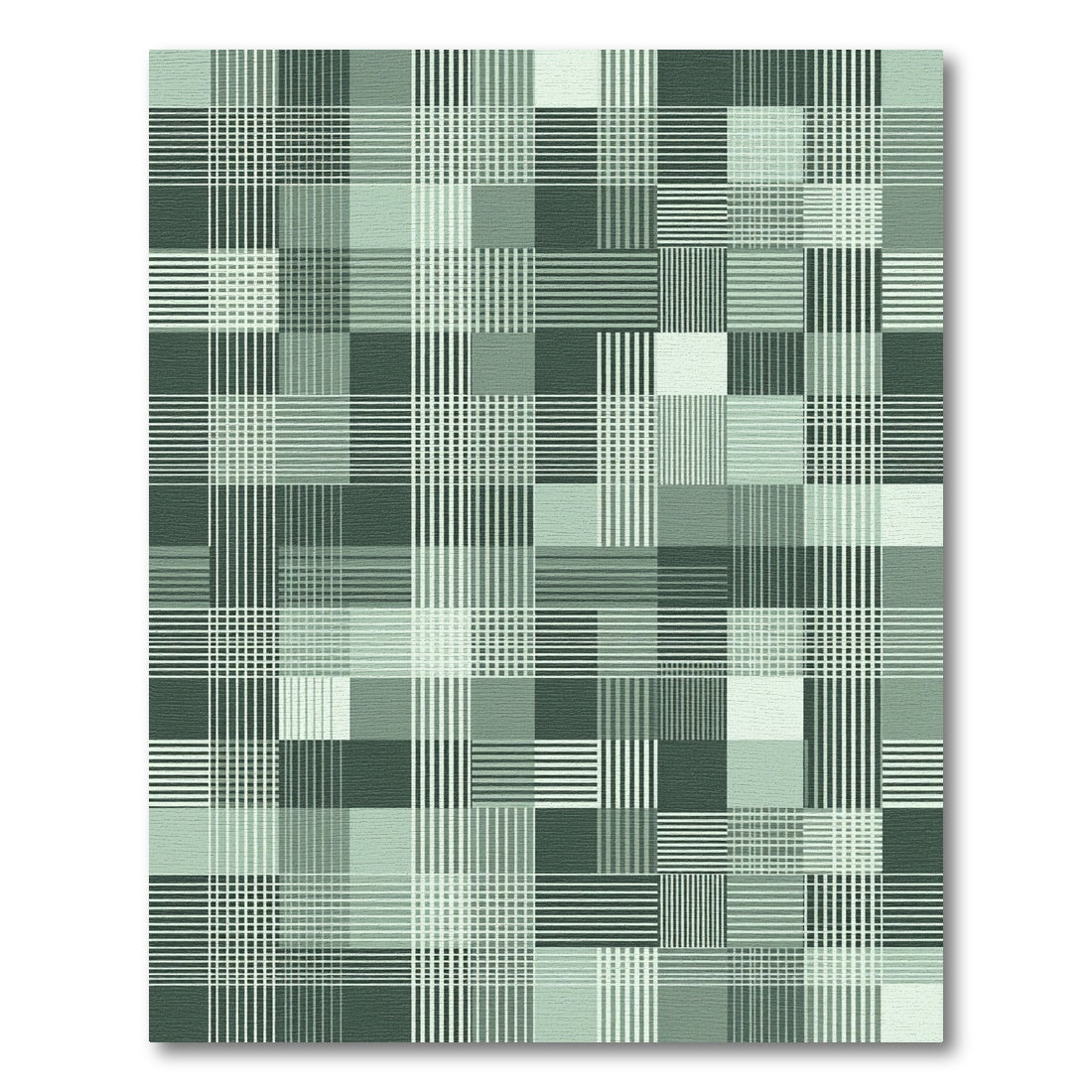 Shades of Green Plaid Grid Abstract Rug