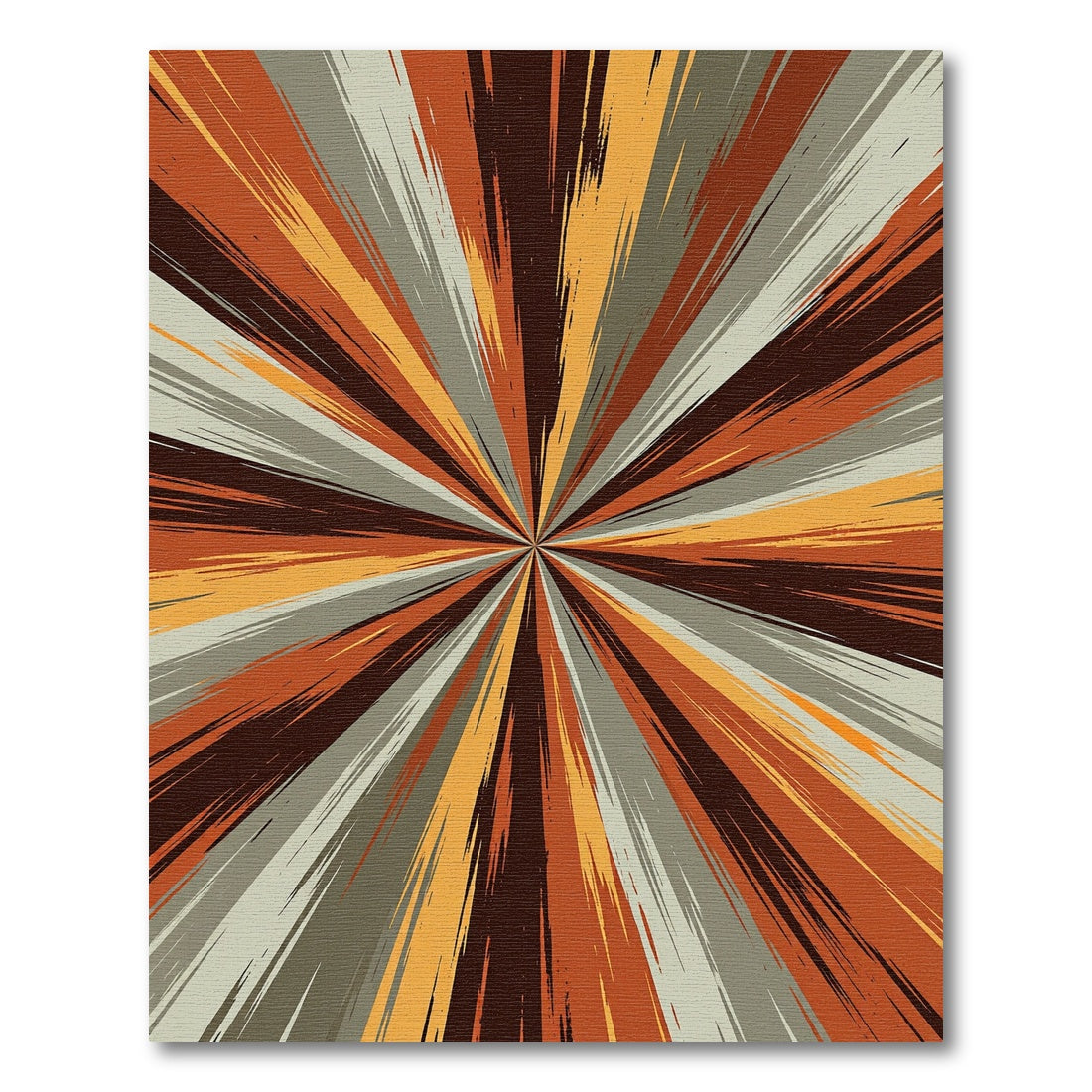 Abstract Radial Burst Orange Gray Rug