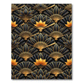 Elegant Gold and Black Lotus Fan Rug