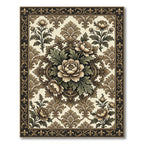 Vintage Floral Damask Flourish Medallion Rug