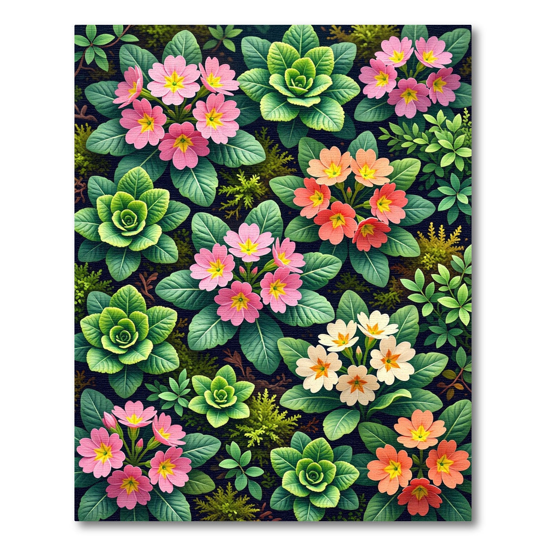 Vibrant Botanical Primrose Floral Meadow Rug