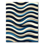 Modern Navy and Beige Wavy Accent Rug