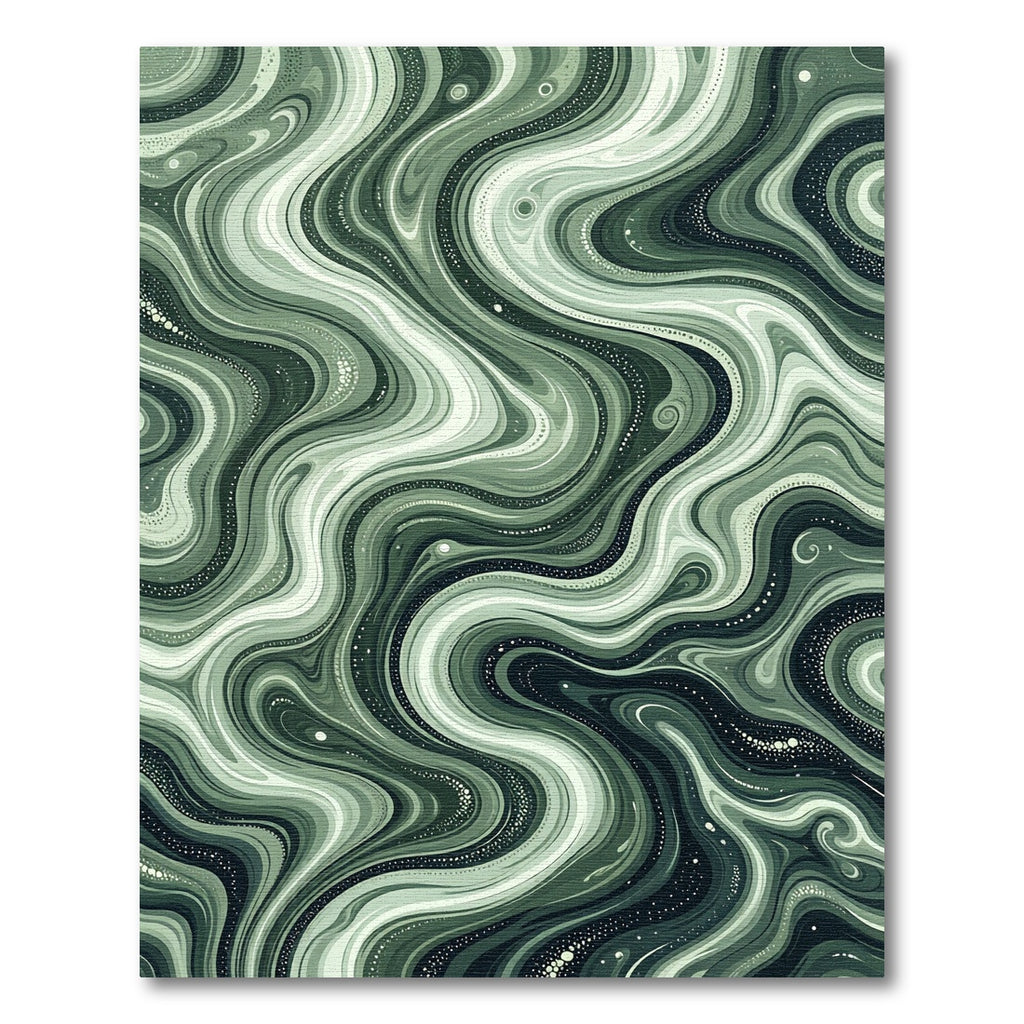 Earthy Sage Green Fluid Marble Rug