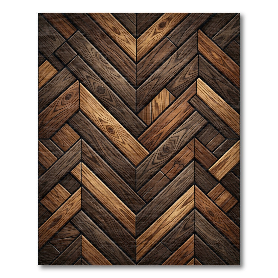 Rustic Herringbone Wood Grain Rug
